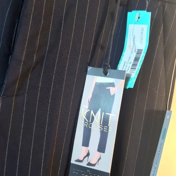 Liverpool Navy Stripes Knit Trousers Size 12/31 New With Tags - Picture 15 of 16